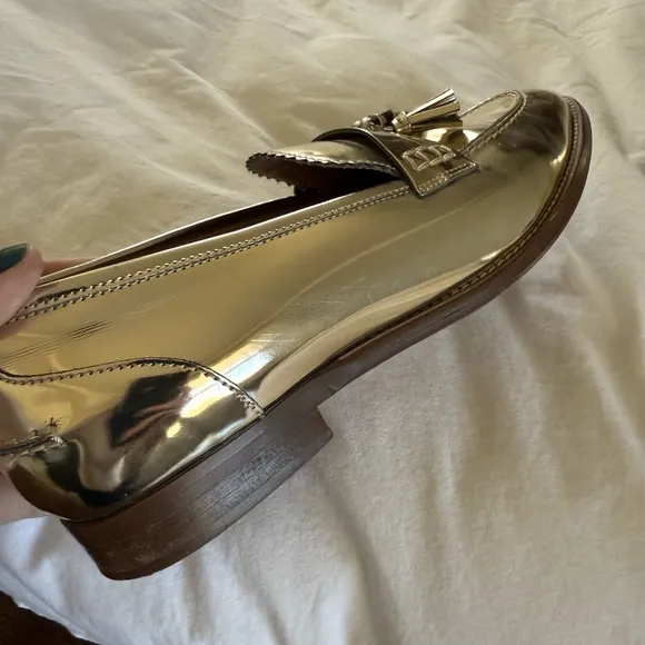 J.Crew Bella Metallic Tassel Loafers in Gold