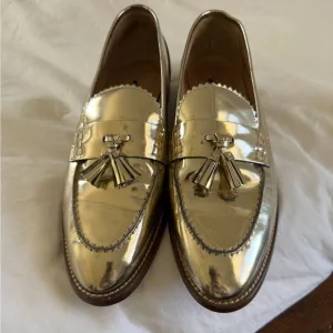 J.Crew Bella Metallic Tassel Loafers in Gold