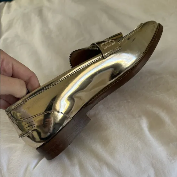 J.Crew Bella Metallic Tassel Loafers in Gold