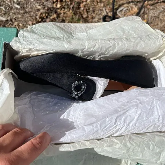 J Crew Marie Crystal Bow Satin Loafers NIB