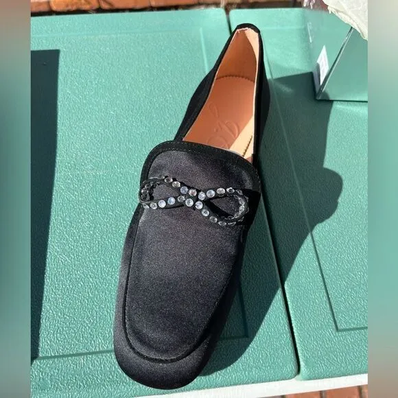 J Crew Marie Crystal Bow Satin Loafers NIB