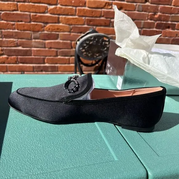 J Crew Marie Crystal Bow Satin Loafers NIB