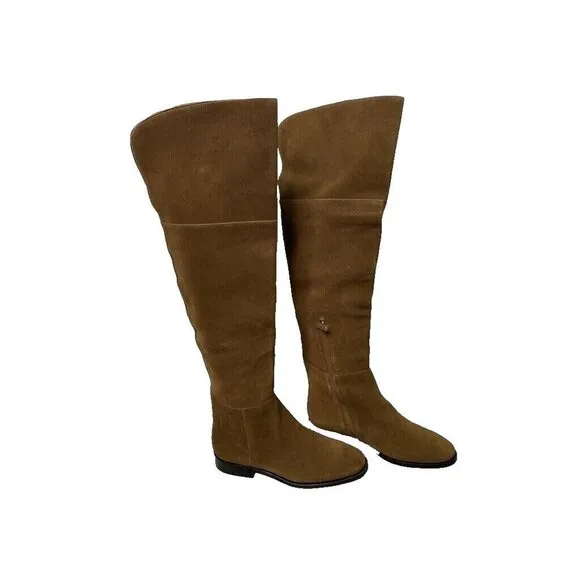 J.Crew Over the Knee Boots in Rich Walnut Suede Size 6.5 K2741 Brown