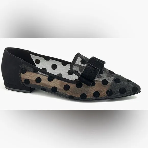 Jcrew size 9 Black Polka Dot Mesh Loafers