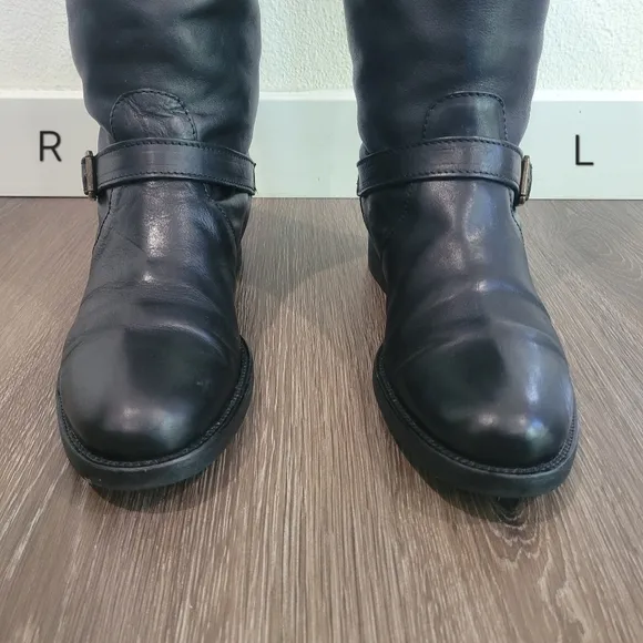 J.Crew Women's Black Leather Knee High  Riding Boots with Buckle