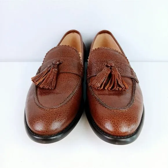 J.Crew Women's SZ 10.5 Crackled Leather Academy Loafers With Tassels NWOB
