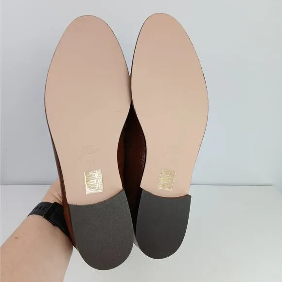 J.Crew Women's SZ 10.5 Crackled Leather Academy Loafers With Tassels NWOB