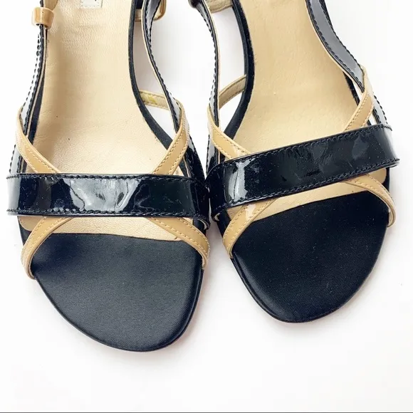 Jeannot Italian Patent Leather Block Heel Sandals