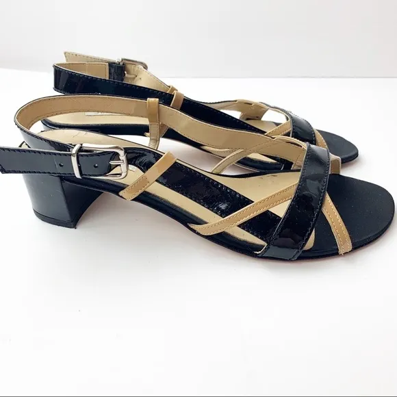 Jeannot Italian Patent Leather Block Heel Sandals
