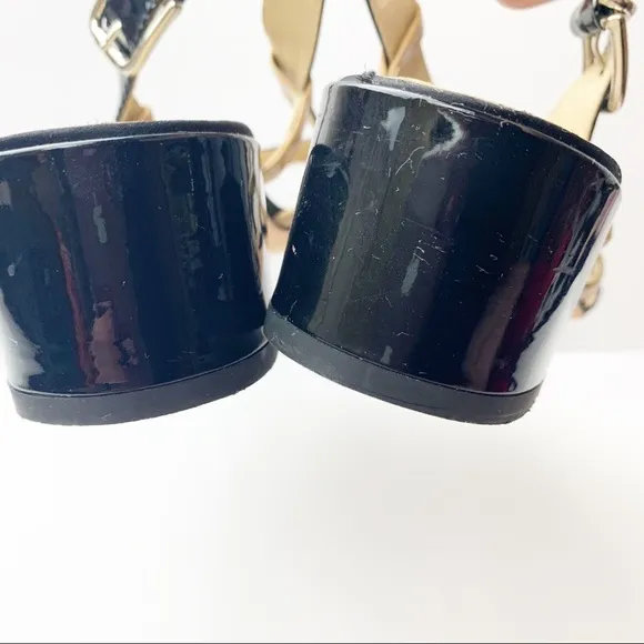 Jeannot Italian Patent Leather Block Heel Sandals