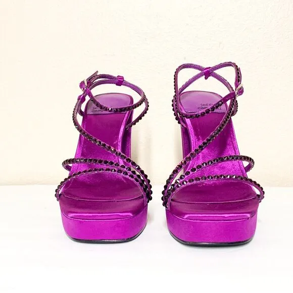 Jeffrey Campbell Aperitivo Heels 6 Strappy Sandals Platform Magenta Purple