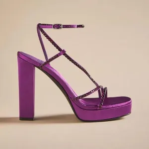 Jeffrey Campbell Aperitivo Heels 6 Strappy Sandals Platform Magenta Purple