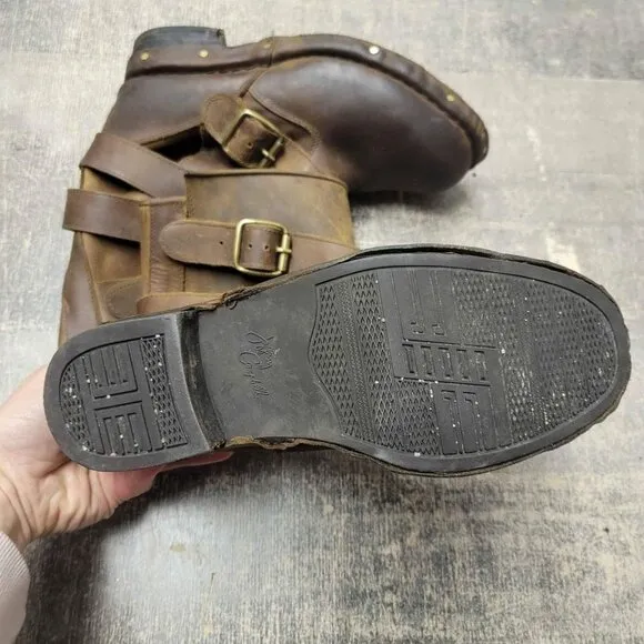 Jeffrey Campbell Brown Brit Wrap Strap Moto Riding Leather Boots/Booties