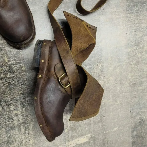 Jeffrey Campbell Brown Brit Wrap Strap Moto Riding Leather Boots/Booties