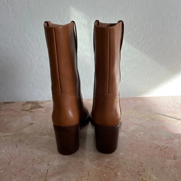Jeffrey Campbell Cognac Leather Desert Me Almond Toe Western Boots Womens 7