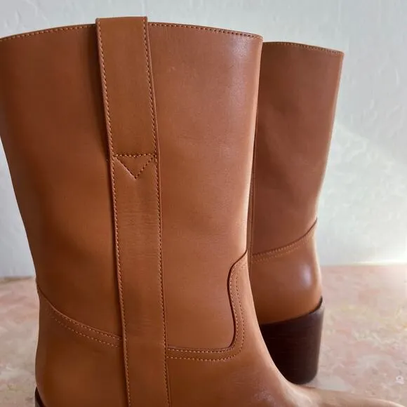 Jeffrey Campbell Cognac Leather Desert Me Almond Toe Western Boots Womens 7