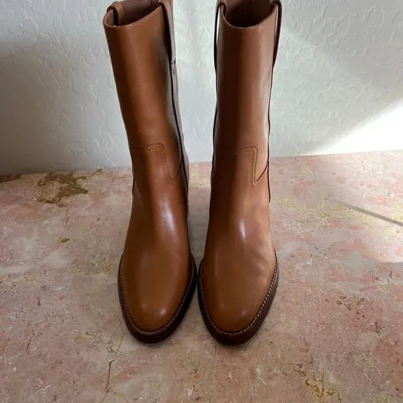 Jeffrey Campbell Cognac Leather Desert Me Almond Toe Western Boots Womens 7