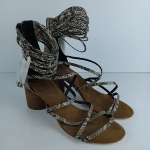 Jeffrey Campbell Despina Sandals Size 11 Taupe Suede Python Snake Print Strappy
