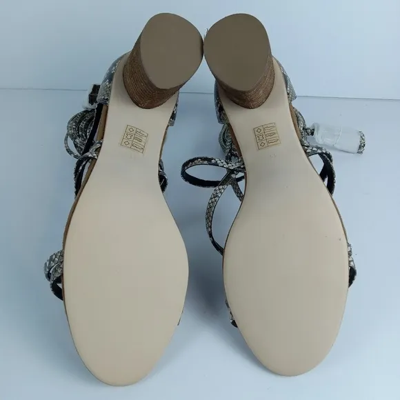 Jeffrey Campbell Despina Sandals Size 11 Taupe Suede Python Snake Print Strappy