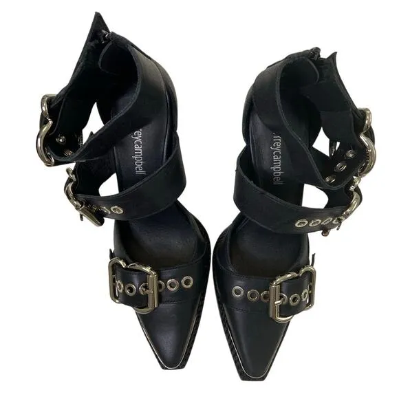 Jeffrey Campbell Emilia Heeled Buckle Boots Grunge Punk Statement Party  Sz 5