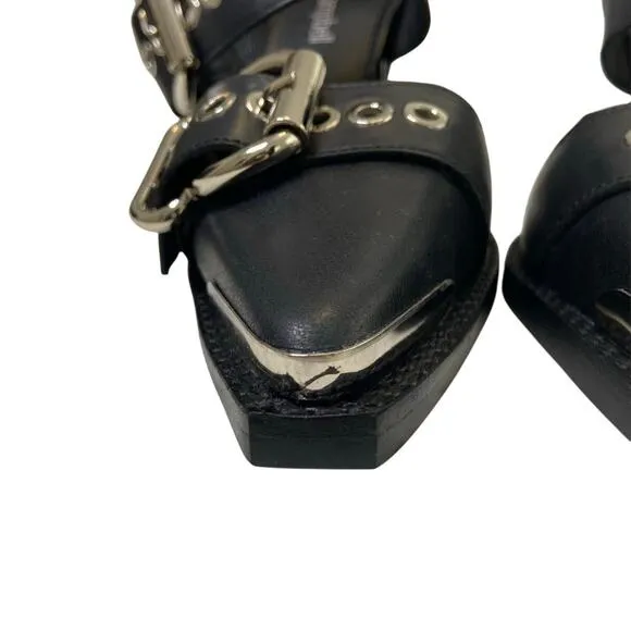Jeffrey Campbell Emilia Heeled Buckle Boots Grunge Punk Statement Party  Sz 5