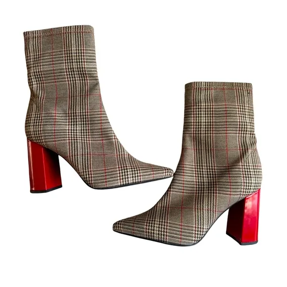 Jeffrey Campbell Siren Plaid Pointy Toe Boots