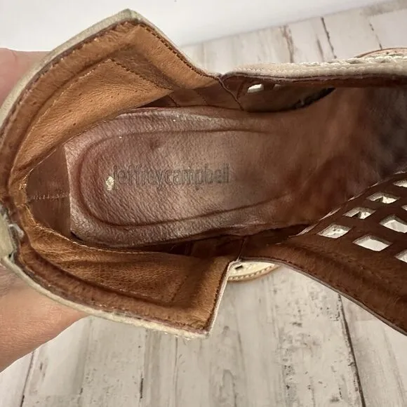 Jeffrey Campbell Taggart Open Weave Booties 8 Boots Tan Designer Casual Shoes