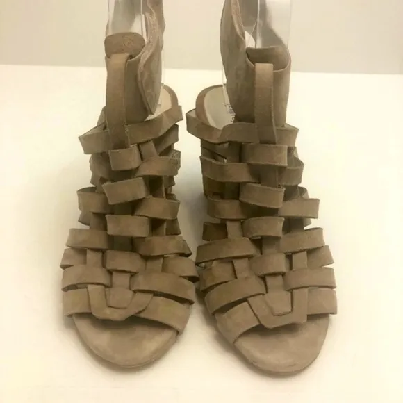 Jeffrey Campbell Taupe Suede Sinaloa Heeled Sandals