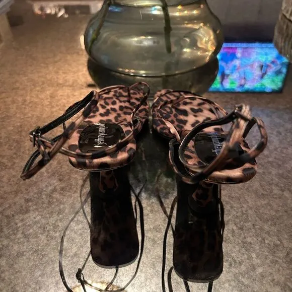 Jeffrey Campbell Leeda Cheetah Print Ankle Strap Sandal