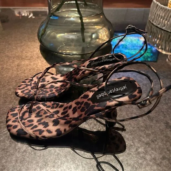 Jeffrey Campbell Leeda Cheetah Print Ankle Strap Sandal