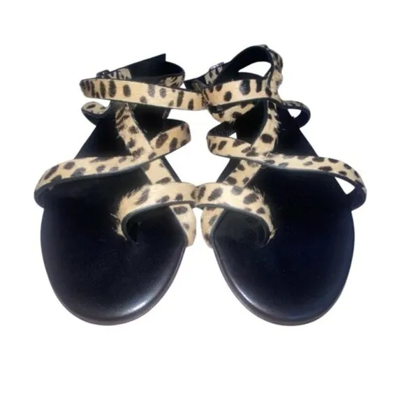 Jenni Kayne Pony Hair Strappy Sandals in Cheetah Size 38 US 8 NEW