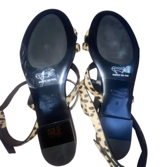 Jenni Kayne Pony Hair Strappy Sandals in Cheetah Size 38 US 8 NEW