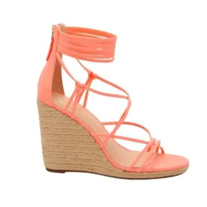 Jennifer Lopez Callie Coral Strappy Espadrille Wedge Sandals Size 7M
