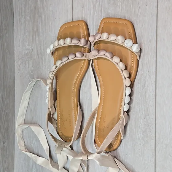 Jess Southern by Gianni Binni Women Lace Up Gladiator Sandals Flats shoes sz 8M