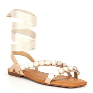 Jess Southern by Gianni Binni Women Lace Up Gladiator Sandals Flats shoes sz 8M
