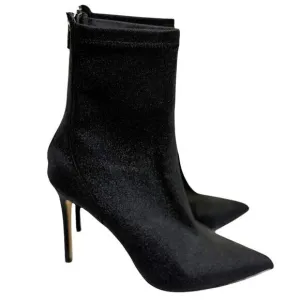 Jewel Badgley Mischka Black Glitter Angela Stretch Women's Boot Size 7