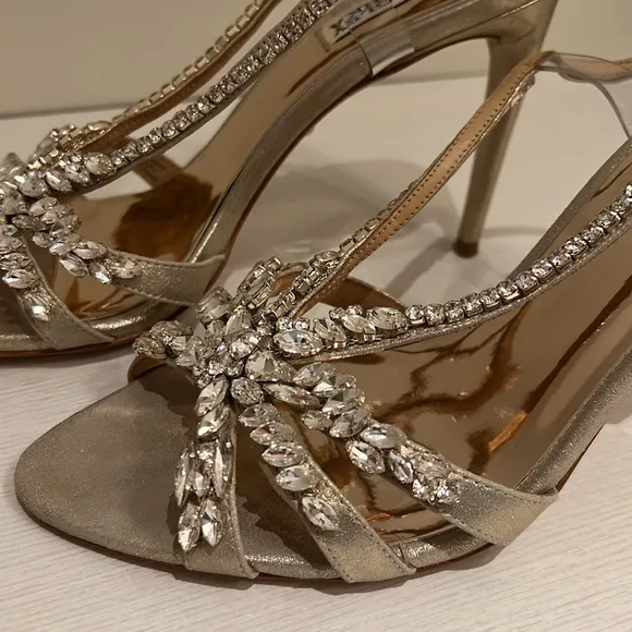 Jewel Badgley Mischka Jacqueline Crystal Embellished Sandal | PLATINO | 9 | EUC