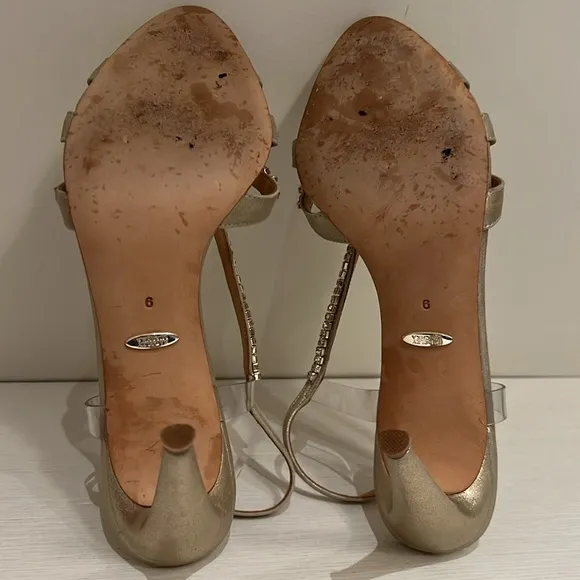 Jewel Badgley Mischka Jacqueline Crystal Embellished Sandal | PLATINO | 9 | EUC