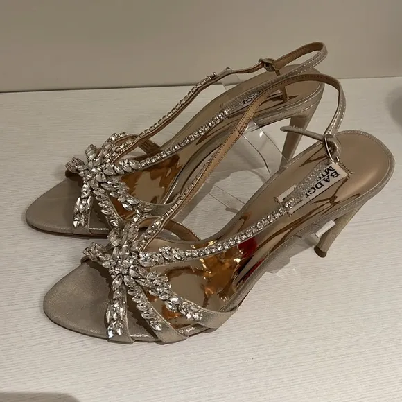 Jewel Badgley Mischka Jacqueline Crystal Embellished Sandal | PLATINO | 9 | EUC