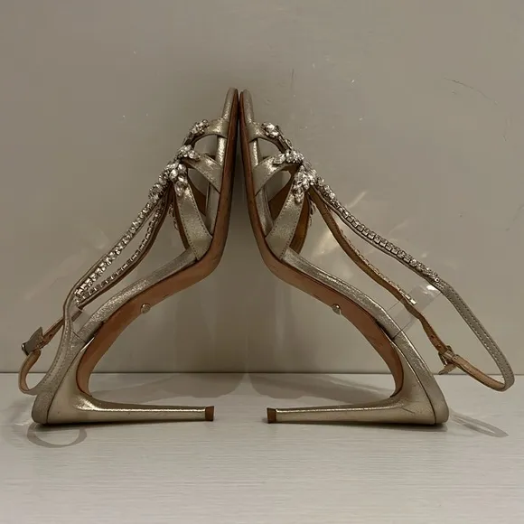 Jewel Badgley Mischka Jacqueline Crystal Embellished Sandal | PLATINO | 9 | EUC