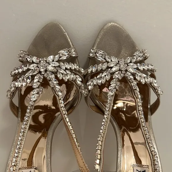 Jewel Badgley Mischka Jacqueline Crystal Embellished Sandal | PLATINO | 9 | EUC