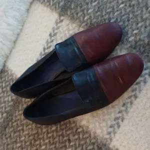 Jill Sander Navy &amp; Burgundy Leathet Slip on Loafers 41 11