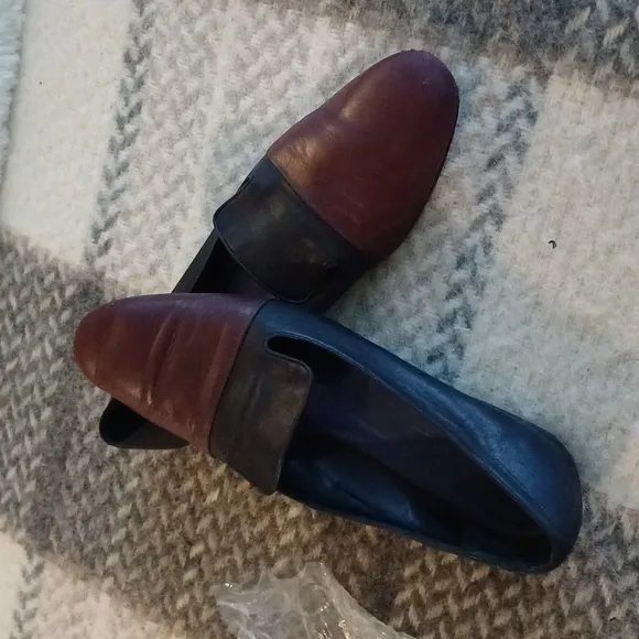 Jill Sander Navy &amp; Burgundy Leathet Slip on Loafers 41 11