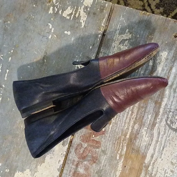 Jill Sander Navy &amp; Burgundy Leathet Slip on Loafers 41 11