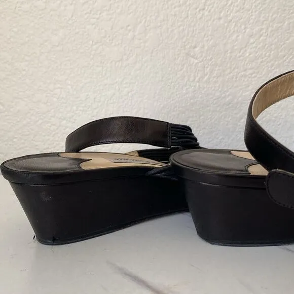 Jimmy Choo Black buckle ankle strap wedge sandals