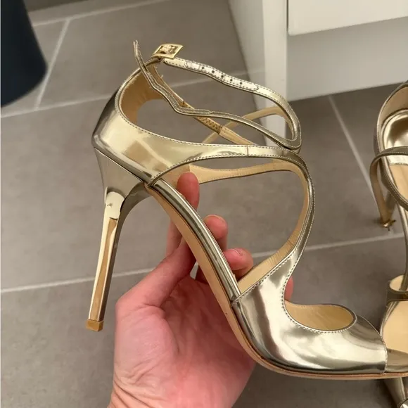 Jimmy Choo Lance Gold Strappy Sandals 39.5