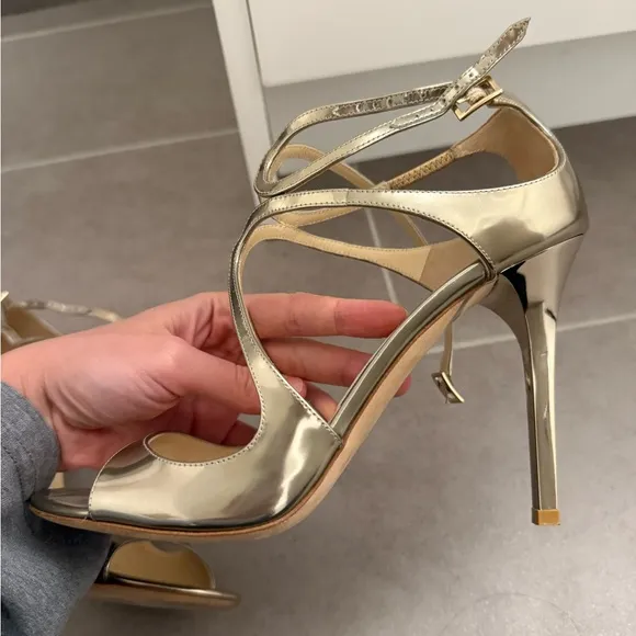 Jimmy Choo Lance Gold Strappy Sandals 39.5