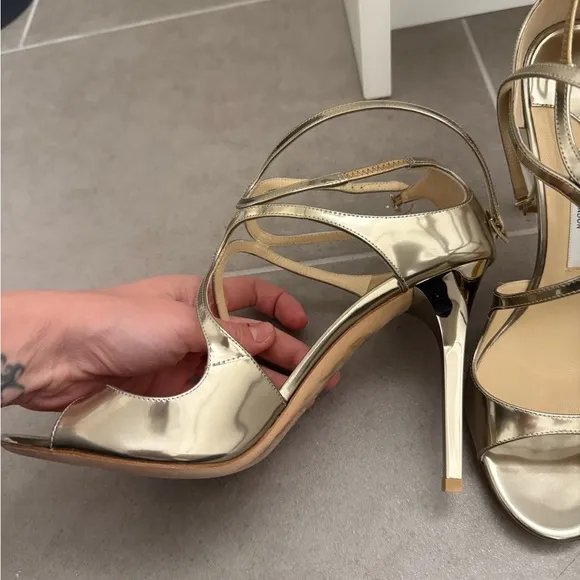 Jimmy Choo Lance Gold Strappy Sandals 39.5