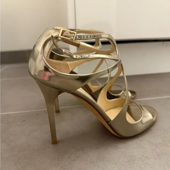 Jimmy Choo Lance Gold Strappy Sandals 39.5