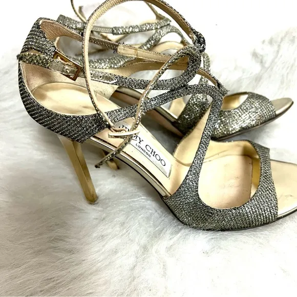 Jimmy Choo Lang Wavy Strappy Clasp Heel Sandals